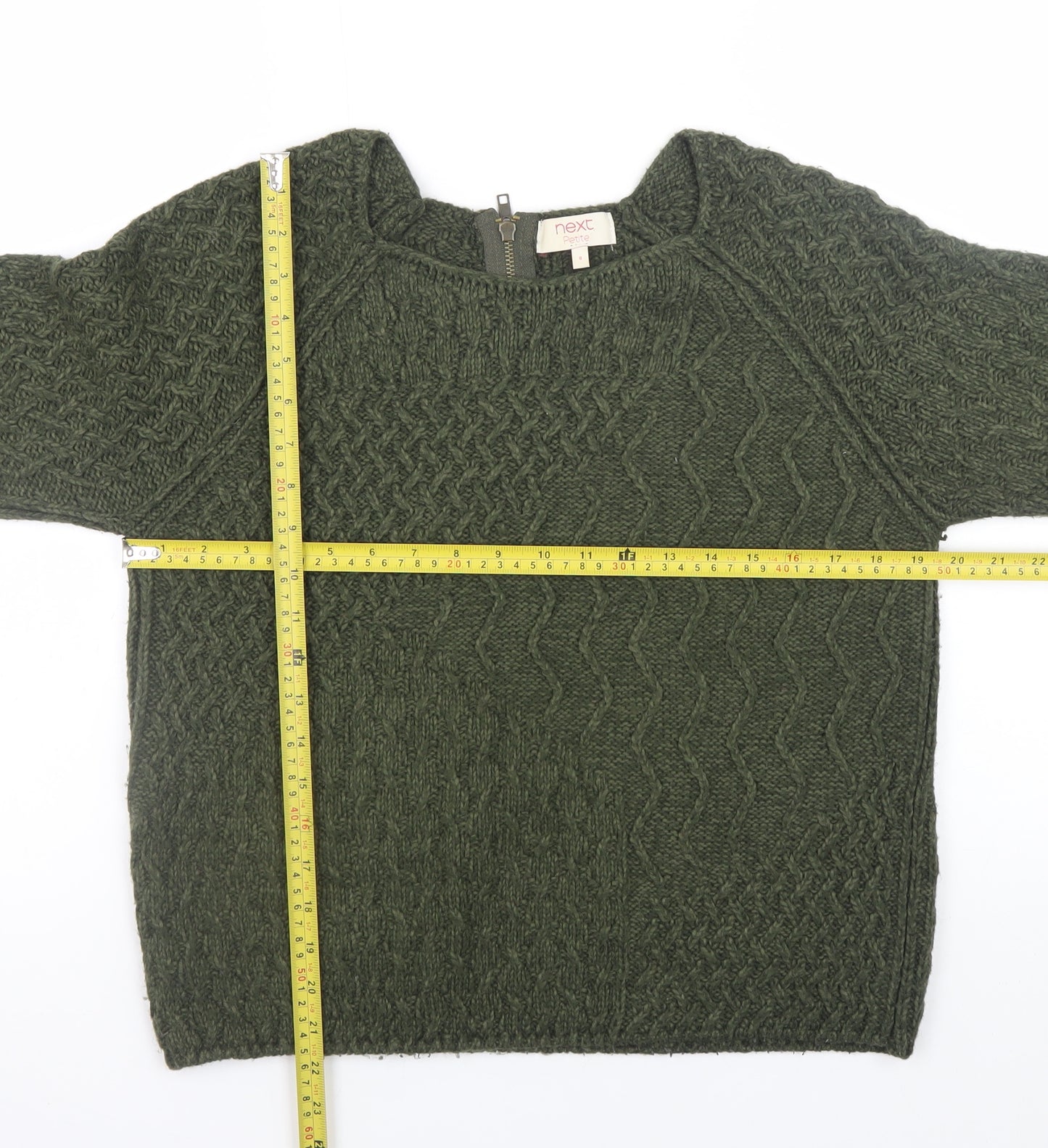 Next Petite Green Cable-Knit Acrylic Women’s Jumper Size 8