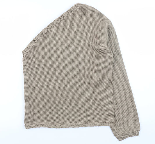 Marks and Spencer Women Beige Asymmetrical Long Sleeve Knit Pullover Jumper S