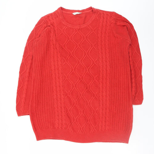BHS Women Red Jumper Dress Size 20 Knit Crew Neck Long Sleeve