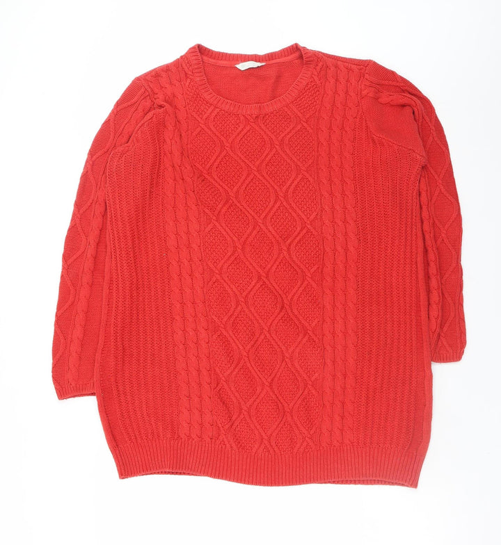 BHS Women Red Jumper Dress Size 20 Knit Crew Neck Long Sleeve