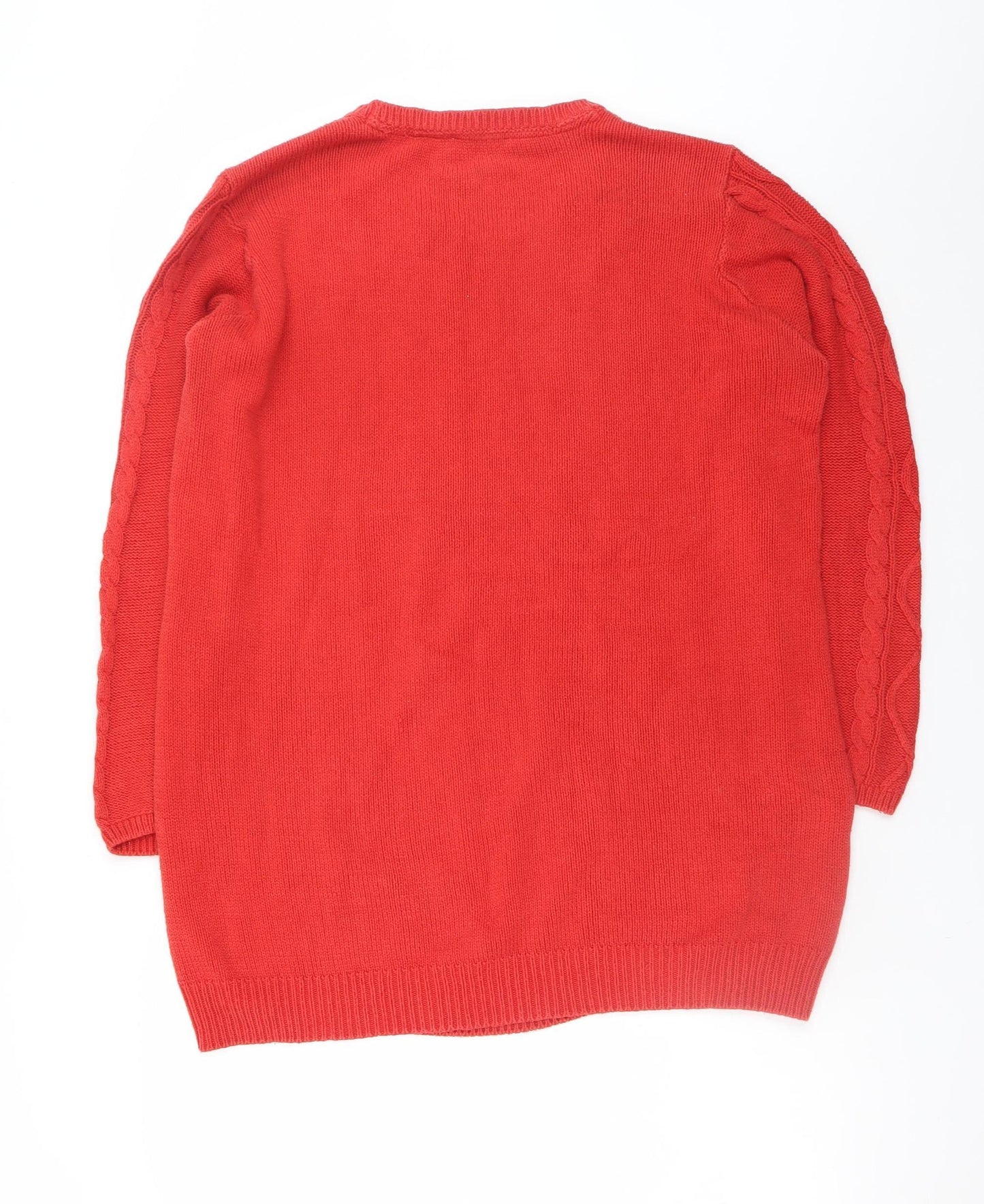 BHS Women Red Jumper Dress Size 20 Knit Crew Neck Long Sleeve