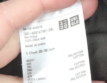 Uniqlo Men's Grey Full Zip Hoodie Size S Dry Fabric Lightweight