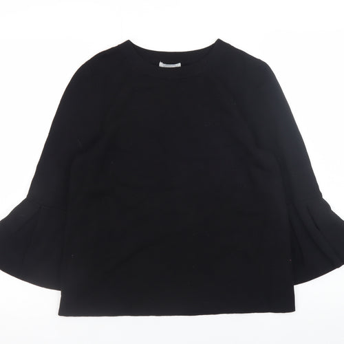 H&M Women’s Black Bell Sleeve Crew Neck Knit Jumper Size 8
