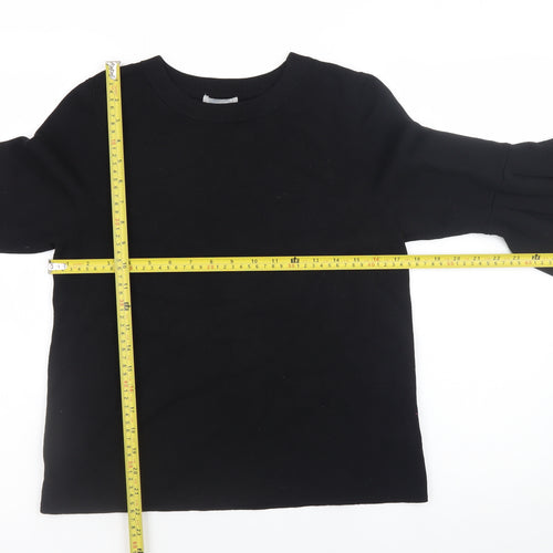 H&M Women’s Black Bell Sleeve Crew Neck Knit Jumper Size 8