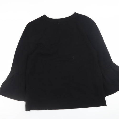H&M Women’s Black Bell Sleeve Crew Neck Knit Jumper Size 8