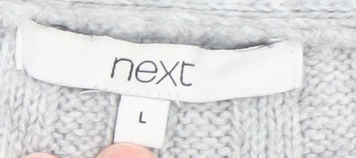 Next Women Grey Acrylic Blend V-Neck Button Cardigan Size 16