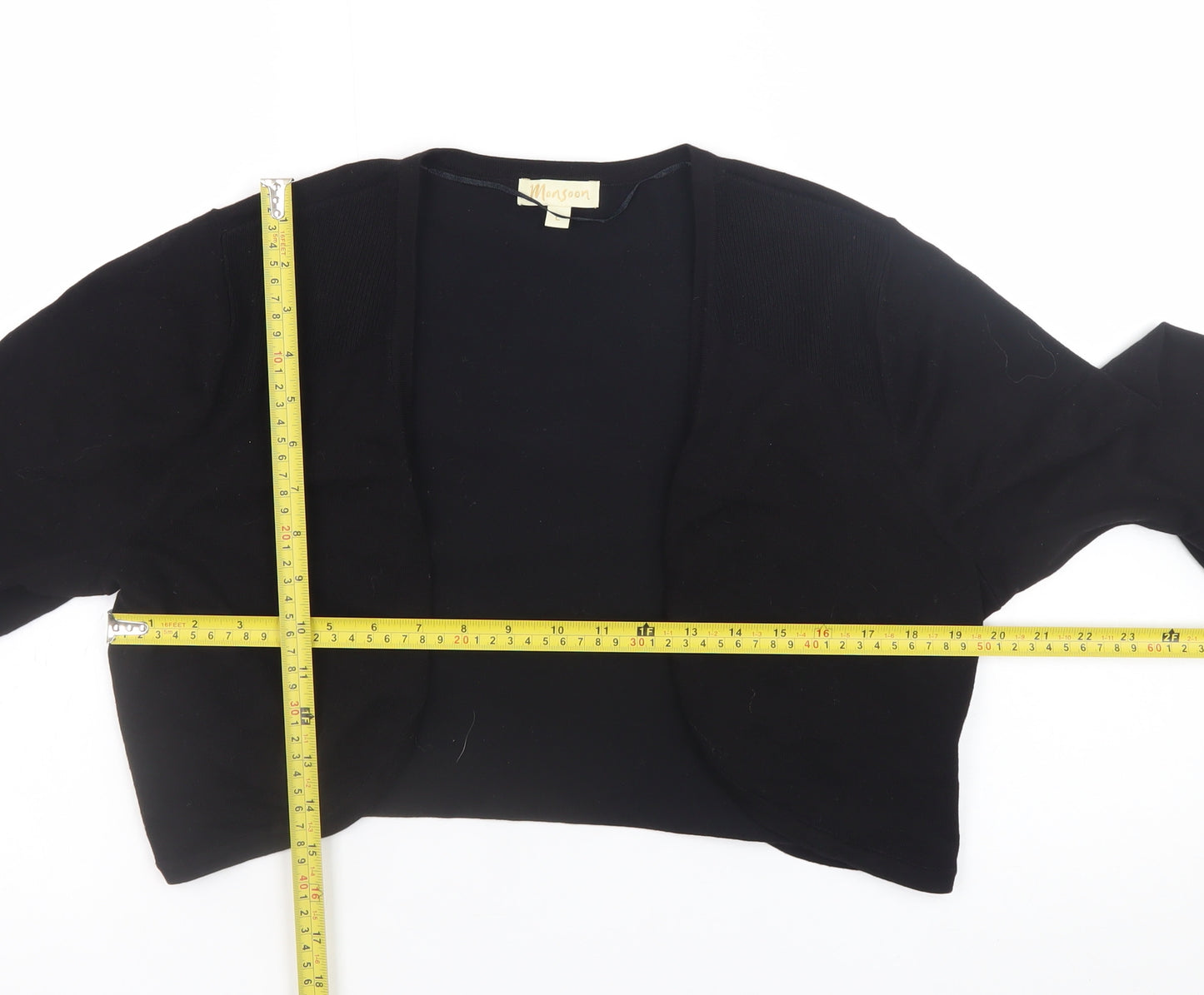 Monsoon Women’s Black Knit Cardigan L Long Sleeve Open Front