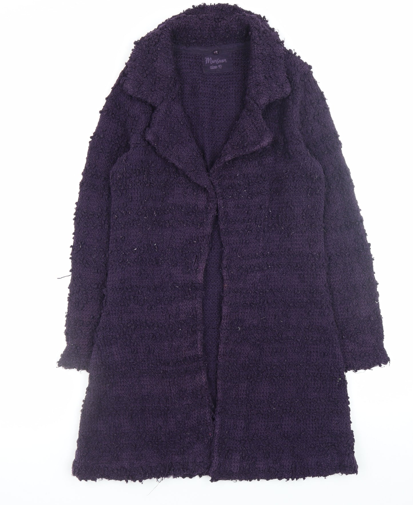 Monsoon Women's Purple Chunky Knit Long Cardigan Size 12