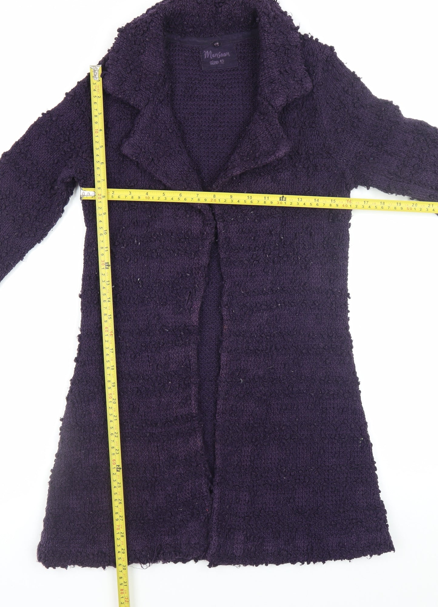 Monsoon Women's Purple Chunky Knit Long Cardigan Size 12