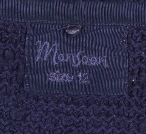 Monsoon Women's Purple Chunky Knit Long Cardigan Size 12