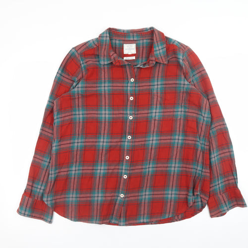 Fat Face Mens Red Check Flannel Button-Up Shirt Size 16