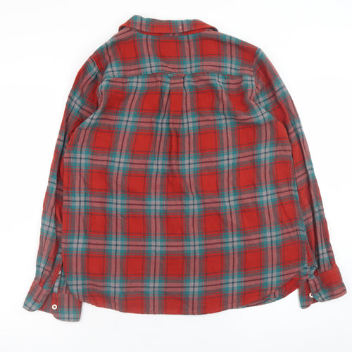 Fat Face Mens Red Check Flannel Button-Up Shirt Size 16