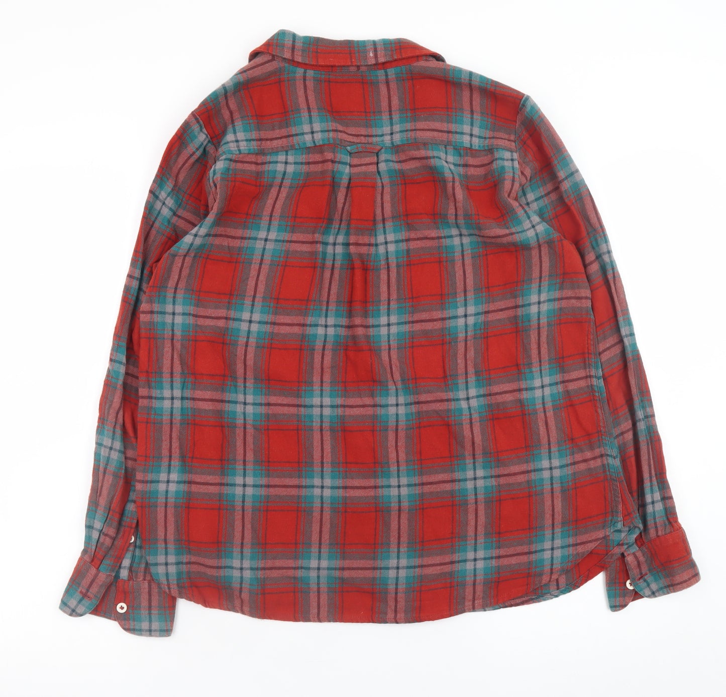 Fat Face Mens Red Check Flannel Button-Up Shirt Size 16