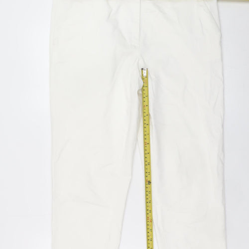 Tu Women White Cotton Stretch Capri Trousers Size 14