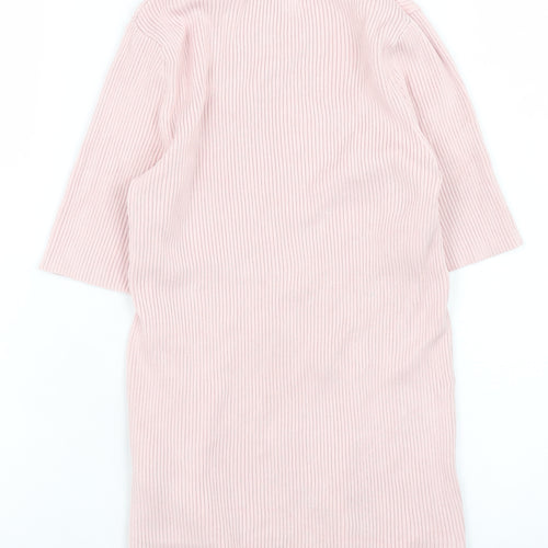 Marks and Spencer Womens Pink Ribbed Knit 3/4 Sleeve T-Shirt Size S