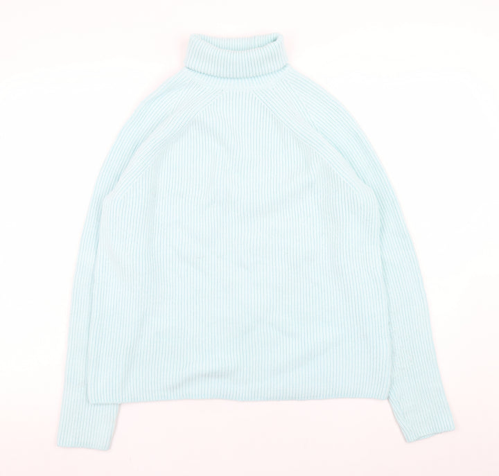 Marks and Spencer Women’s Blue Roll Neck Ribbed Knit Jumper M