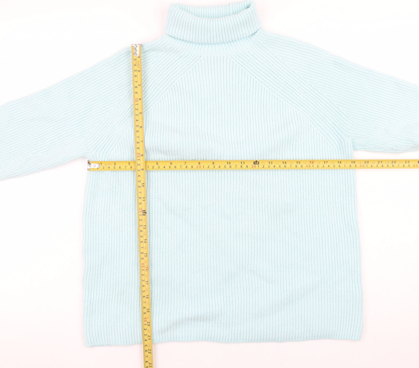 Marks and Spencer Women’s Blue Roll Neck Ribbed Knit Jumper M