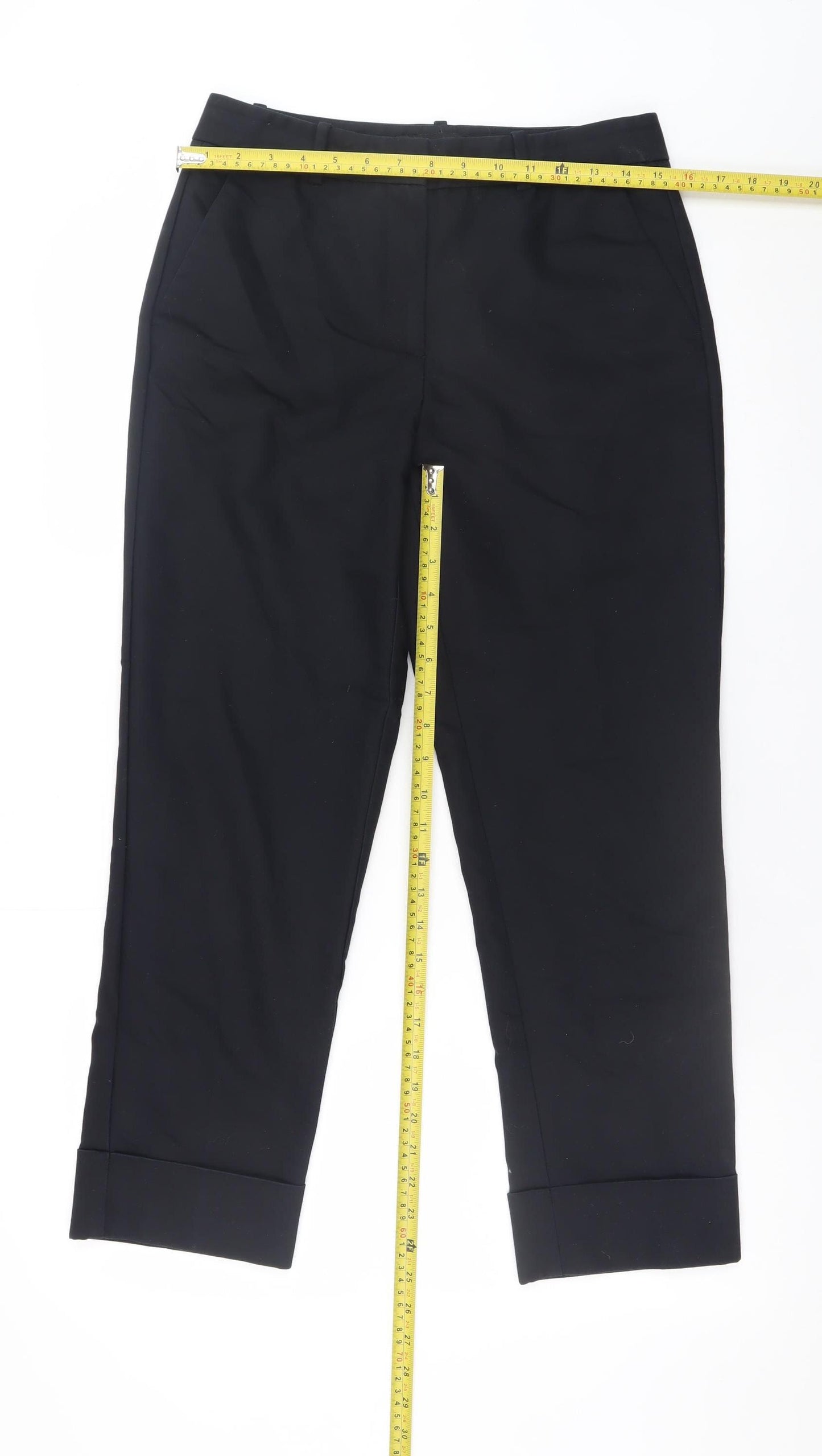 Zara Women's Black Cropped Slim Fit Trousers Size S