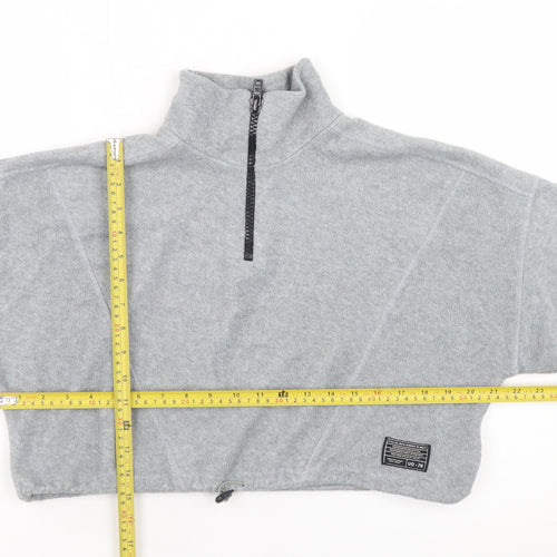 Urban Outfitters Womens Grey 1/4 Zip Cropped Fleece Sweatshirt Size XS