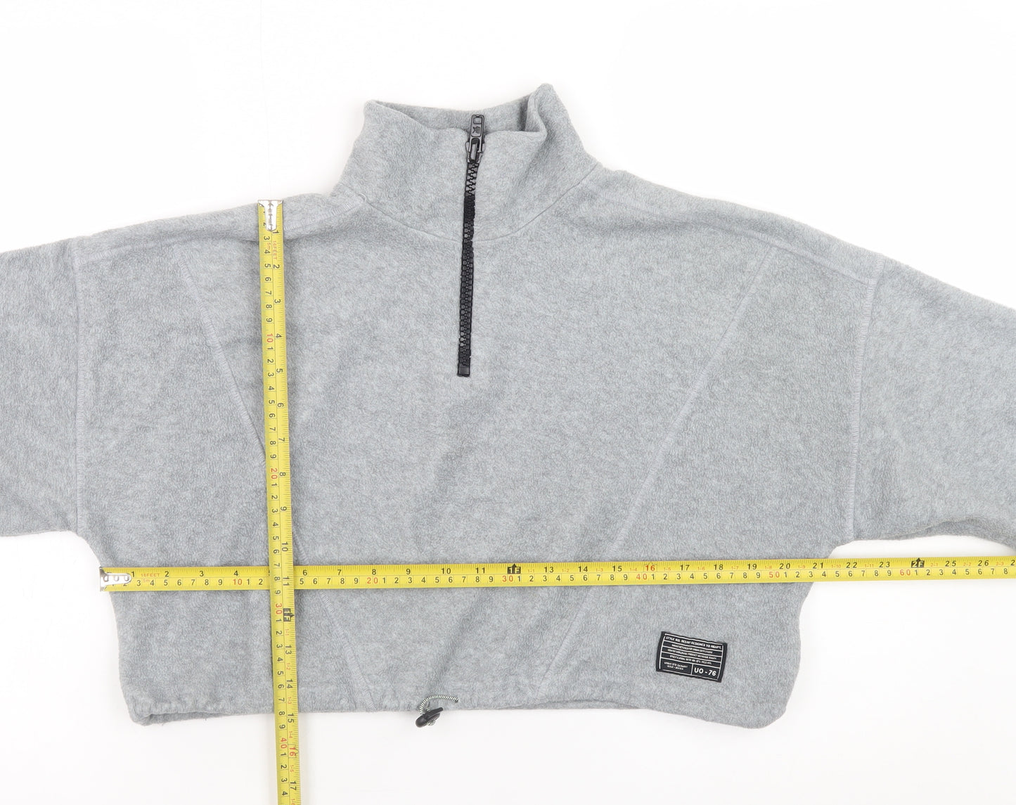 Urban Outfitters Womens Grey 1/4 Zip Cropped Fleece Sweatshirt Size XS