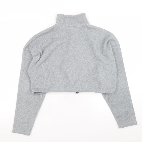 Urban Outfitters Womens Grey 1/4 Zip Cropped Fleece Sweatshirt Size XS