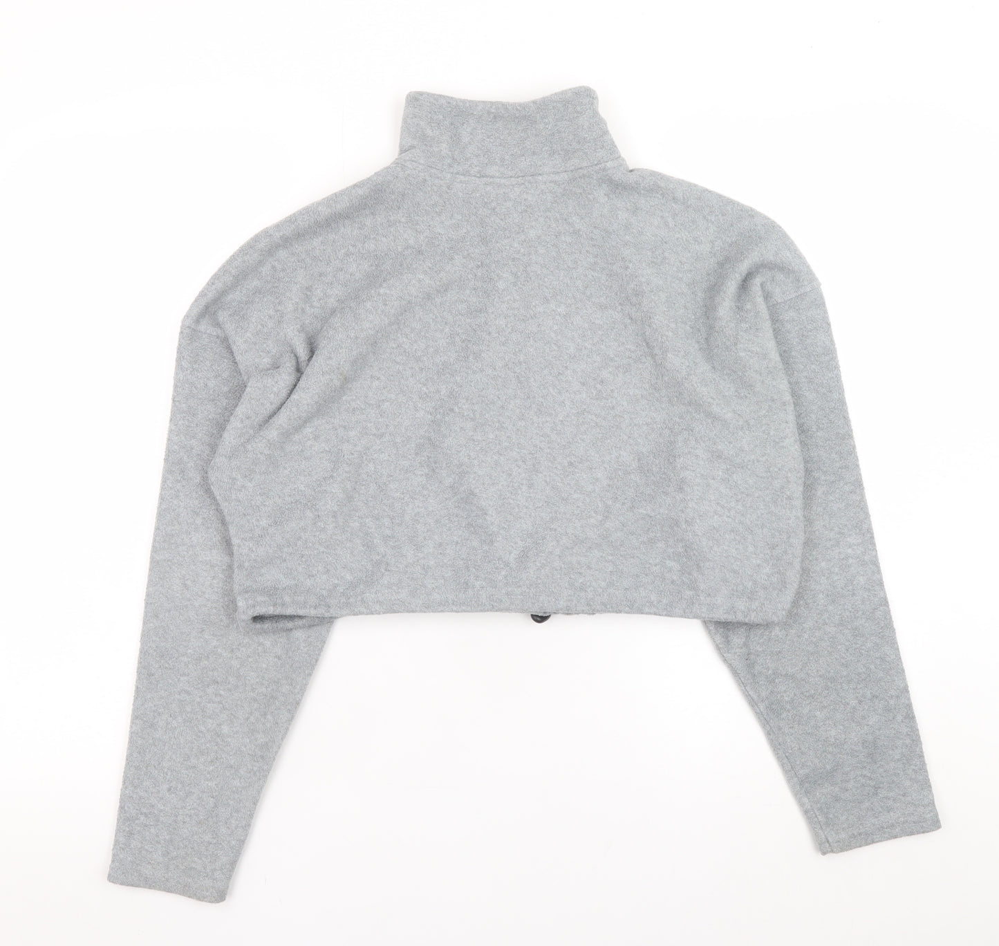 Urban Outfitters Womens Grey 1/4 Zip Cropped Fleece Sweatshirt Size XS