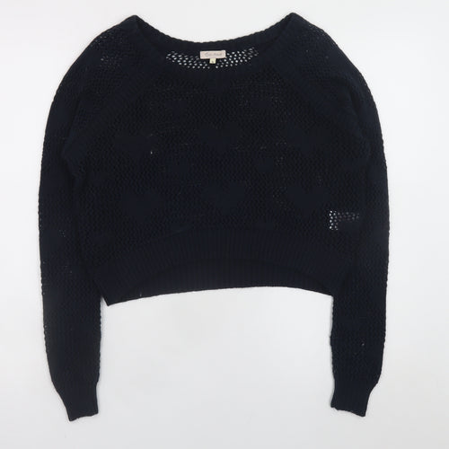 River Island Women’s Black Open Knit Pullover Jumper Size 8