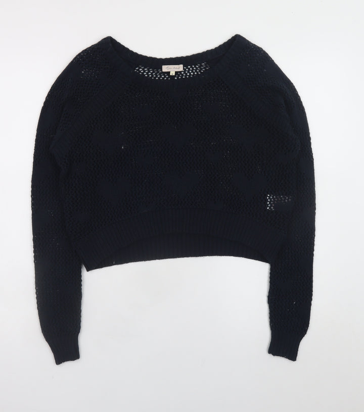 River Island Women’s Black Open Knit Pullover Jumper Size 8