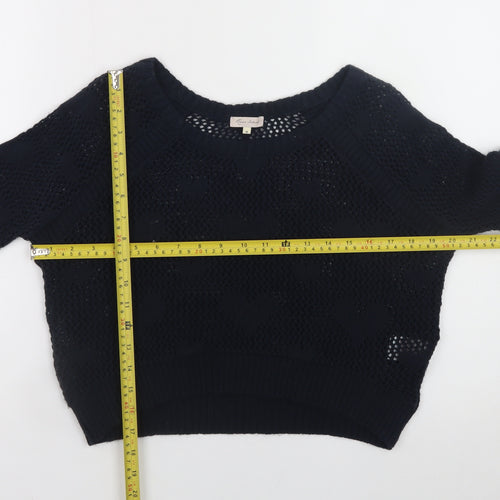 River Island Women’s Black Open Knit Pullover Jumper Size 8