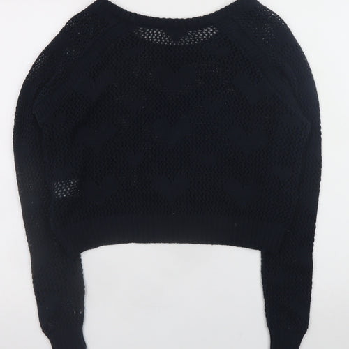 River Island Women’s Black Open Knit Pullover Jumper Size 8