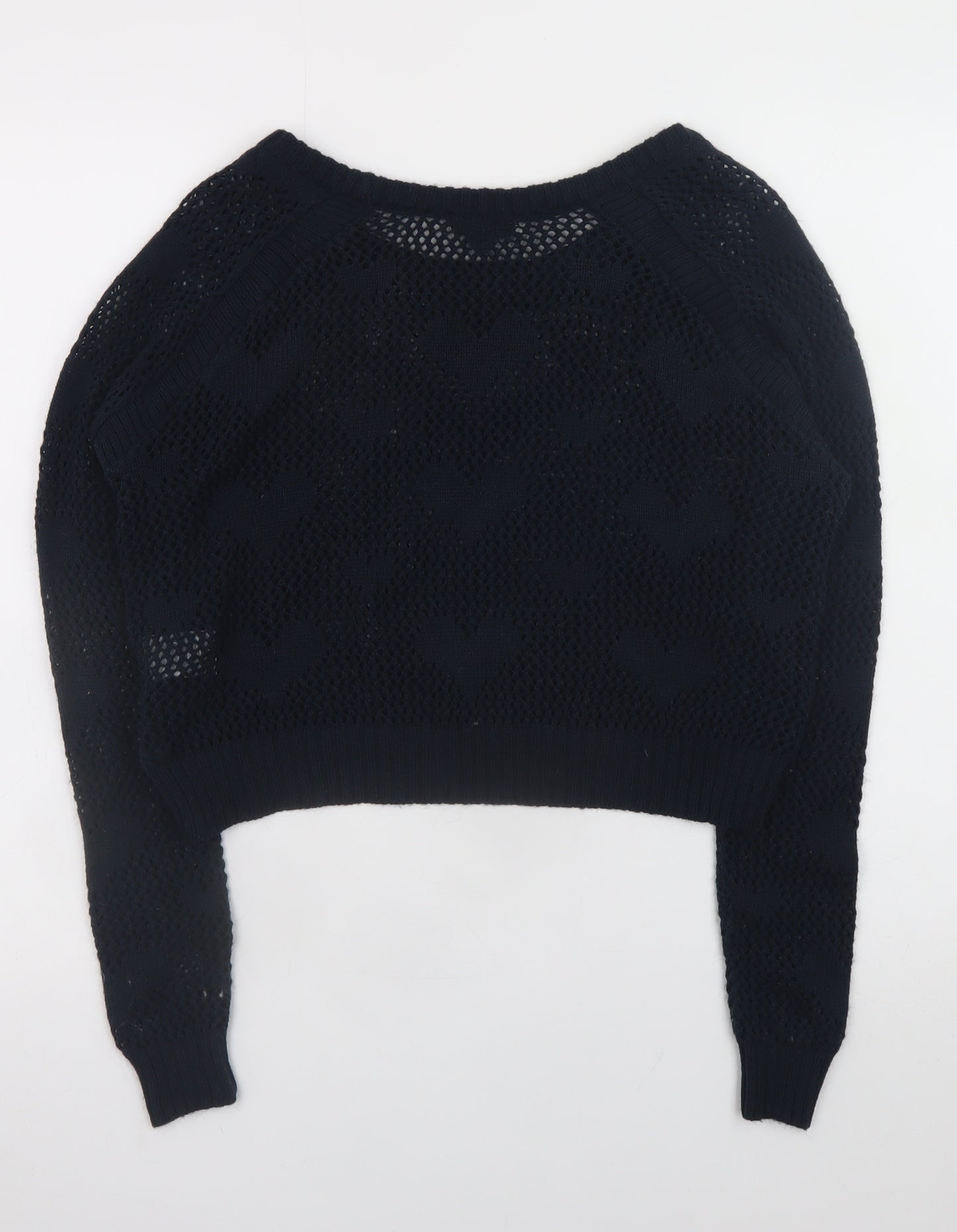River Island Women’s Black Open Knit Pullover Jumper Size 8