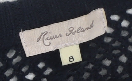 River Island Women’s Black Open Knit Pullover Jumper Size 8