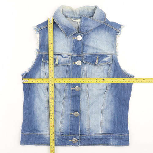 Red Herring Women's Blue Denim Sleeveless Waistcoat Size 12