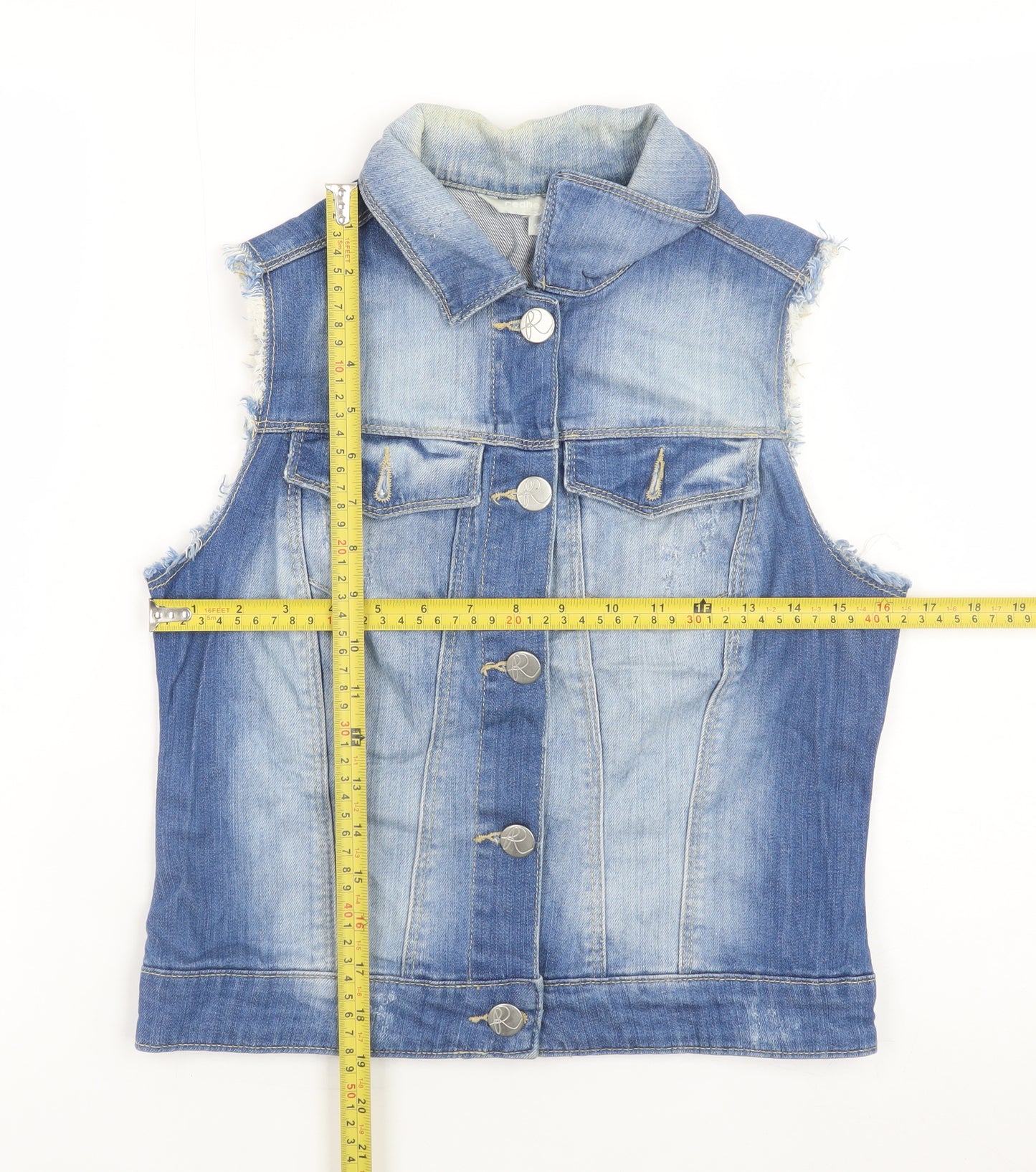Red Herring Women's Blue Denim Sleeveless Waistcoat Size 12