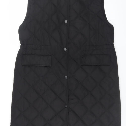 Primark Women’s Black Quilted Long Waistcoat S Sleeveless Casual Vest