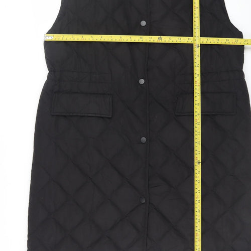 Primark Women’s Black Quilted Long Waistcoat S Sleeveless Casual Vest
