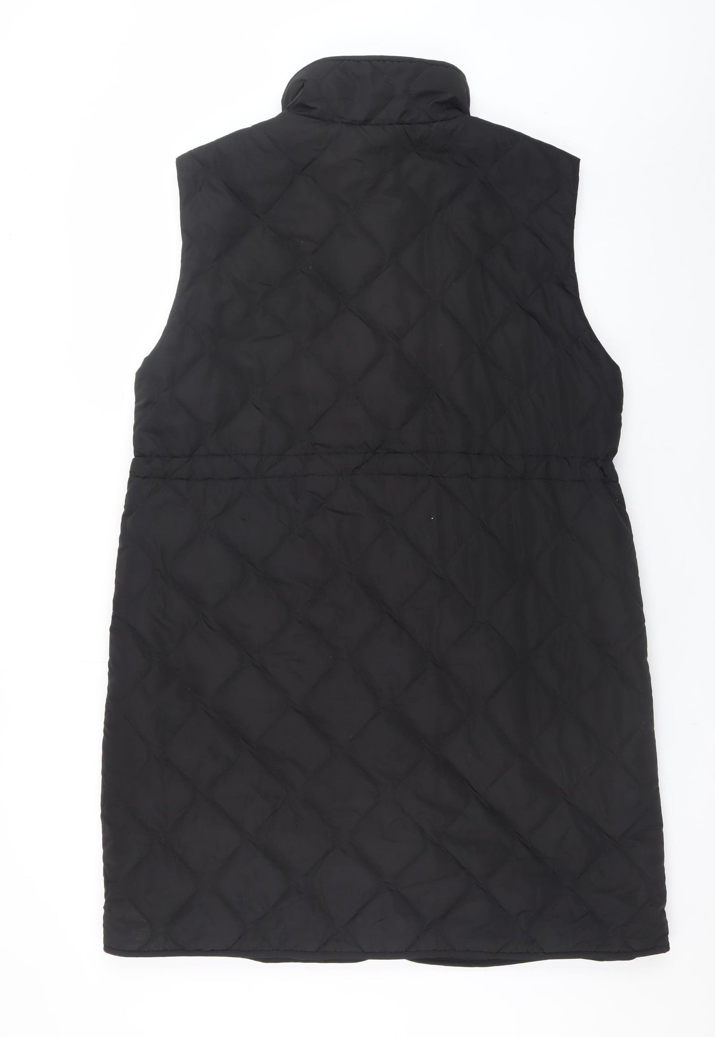 Primark Women’s Black Quilted Long Waistcoat S Sleeveless Casual Vest