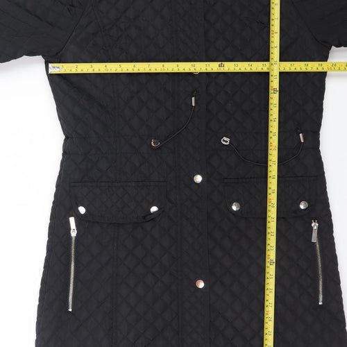 Dunnes Women’s Black Quilted Long Hooded Coat Size 12