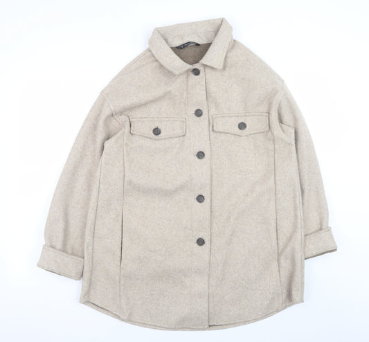Dunnes Women Beige Wool Blend Button Jacket Size M