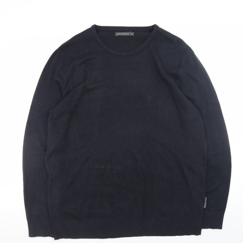 French Connection Men's Black 2XL Cotton Crew Neck Jumper