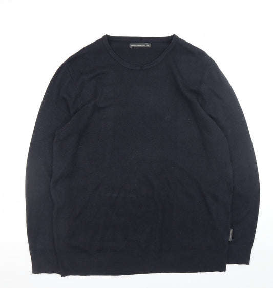 French Connection Men's Black 2XL Cotton Crew Neck Jumper