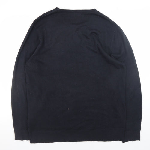 French Connection Men's Black 2XL Cotton Crew Neck Jumper