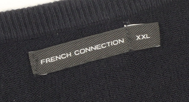 French Connection Men's Black 2XL Cotton Crew Neck Jumper