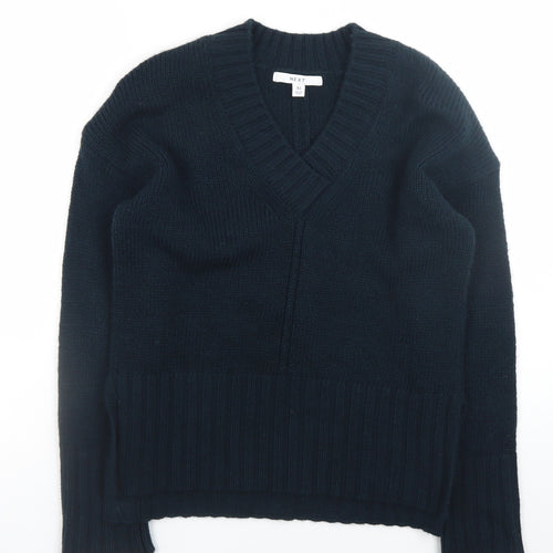 Next Womens Black V-Neck Knit Pullover Jumper XS