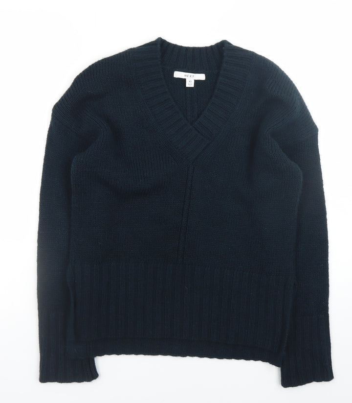 Next Womens Black V-Neck Knit Pullover Jumper XS