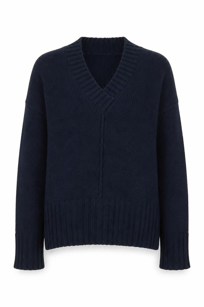 Front view of Next women’s black v-neck knit jumper xs