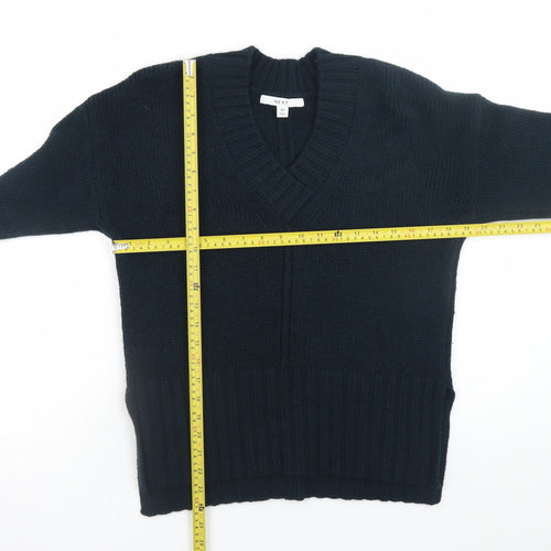 Next Womens Black V-Neck Knit Pullover Jumper XS