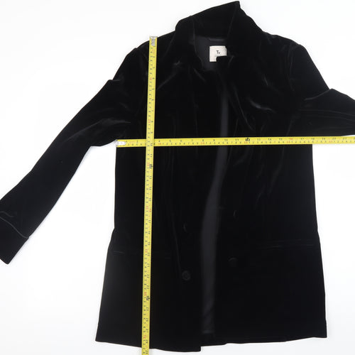 Tu Women Black Velvet Long Sleeve Button Tunic Blouse Size 12