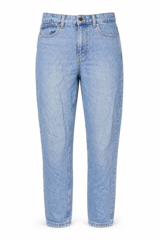 Front view of Zara Women Blue Mom High Rise Denim Jeans, size 8