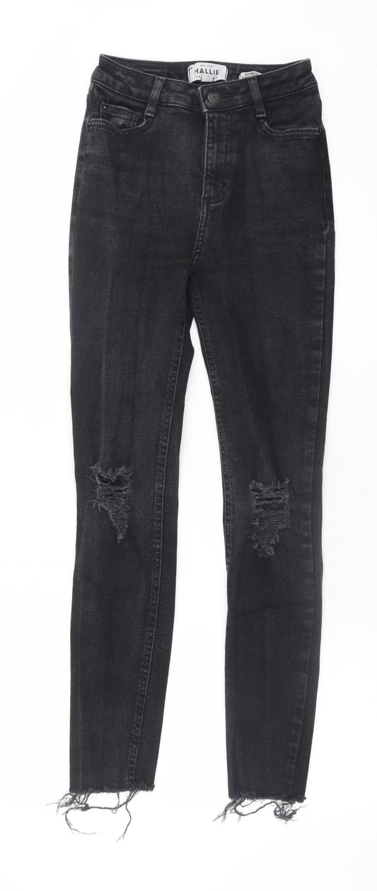 New Look Hallie Women's Black High Waist Super Skinny Distressed Jeans Size 6